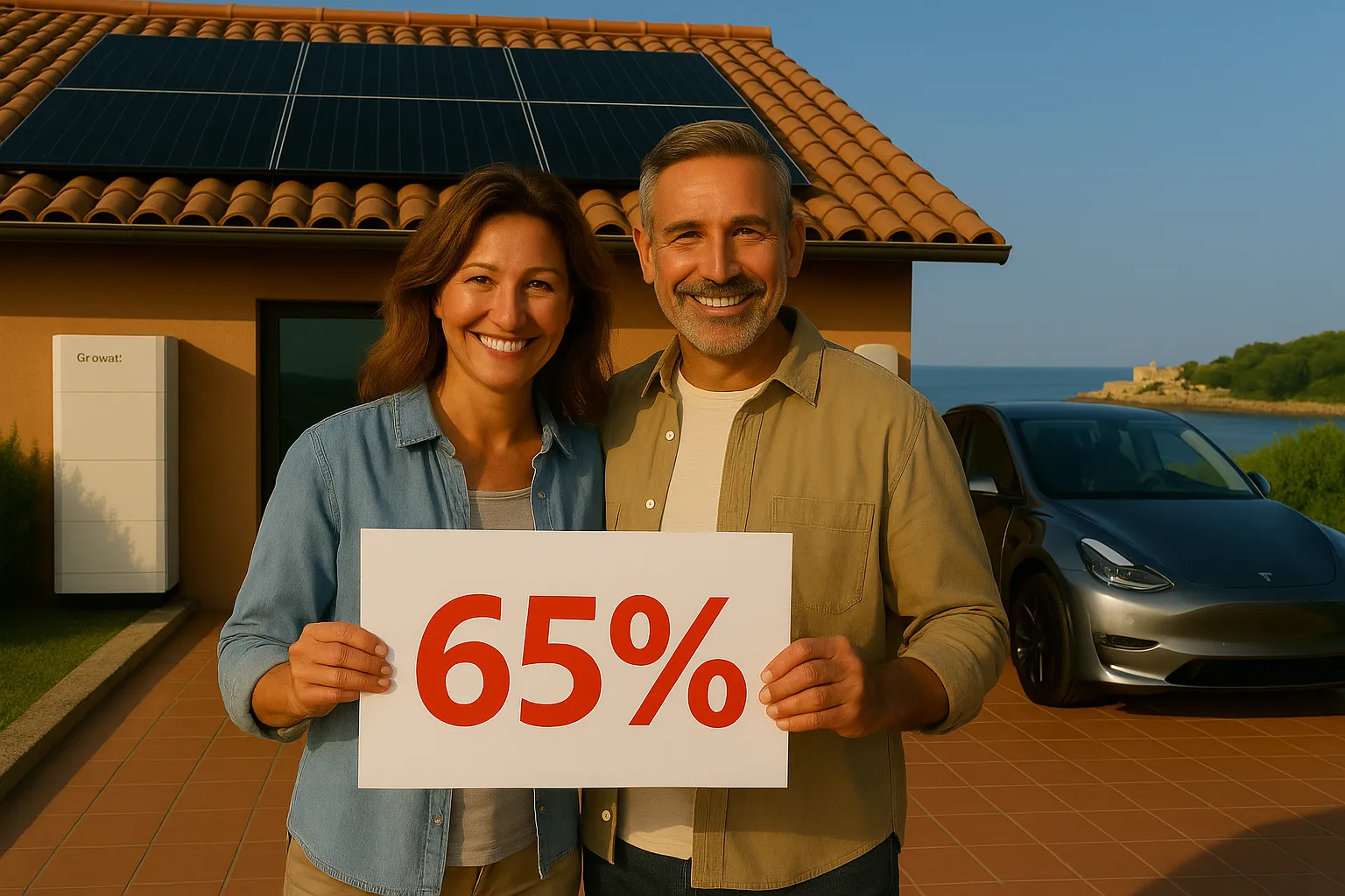 Impianto fotovoltaico a Siracusa con vista mare e batterie