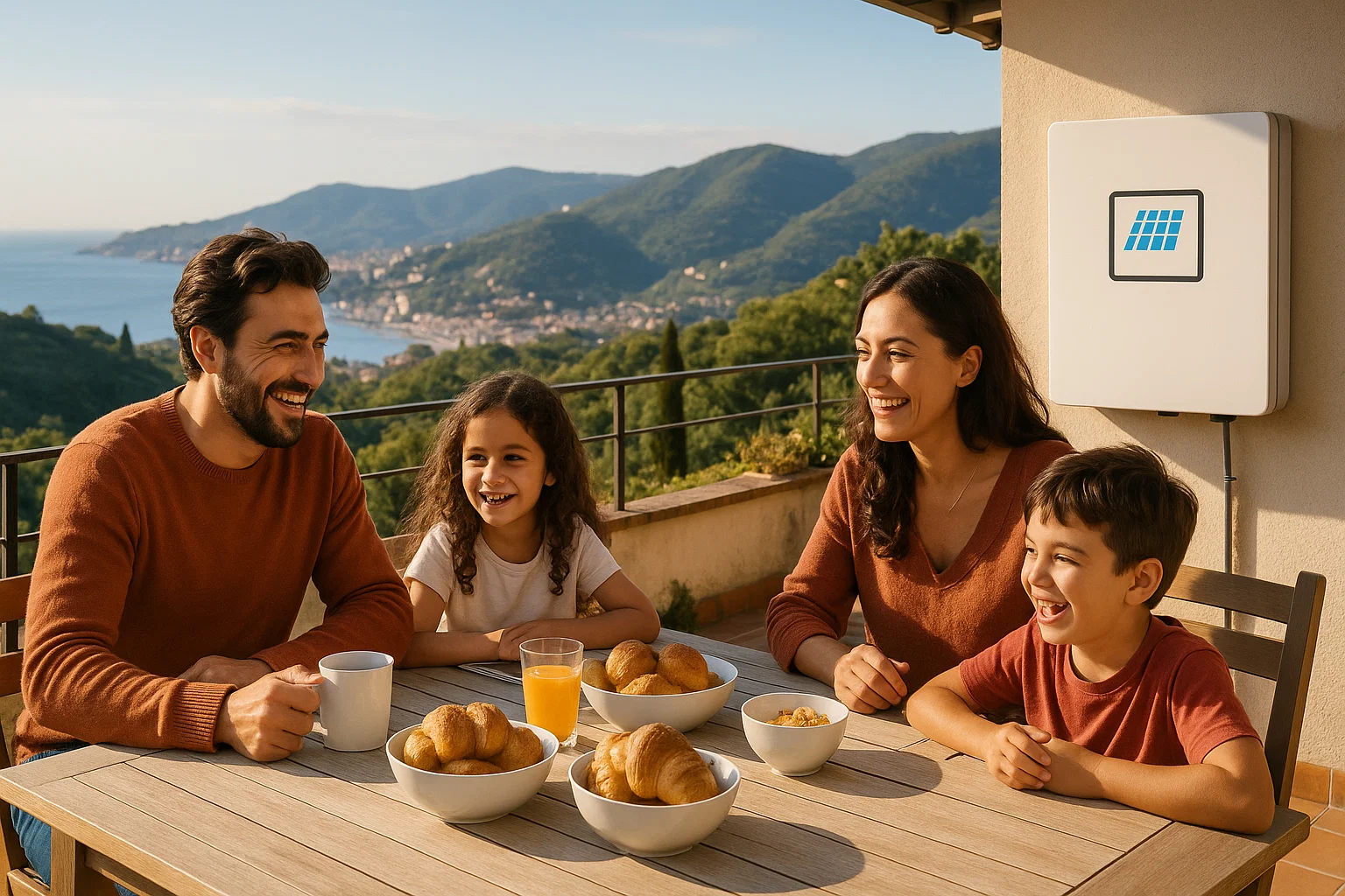 Famiglia felice con fotovoltaico a Savona