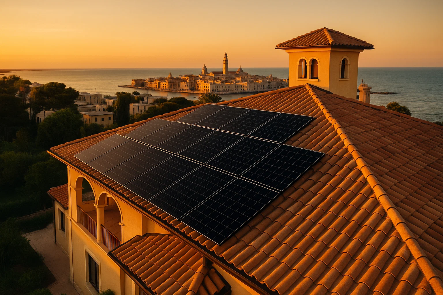 Villa pugliese con fotovoltaico integrato sul tetto