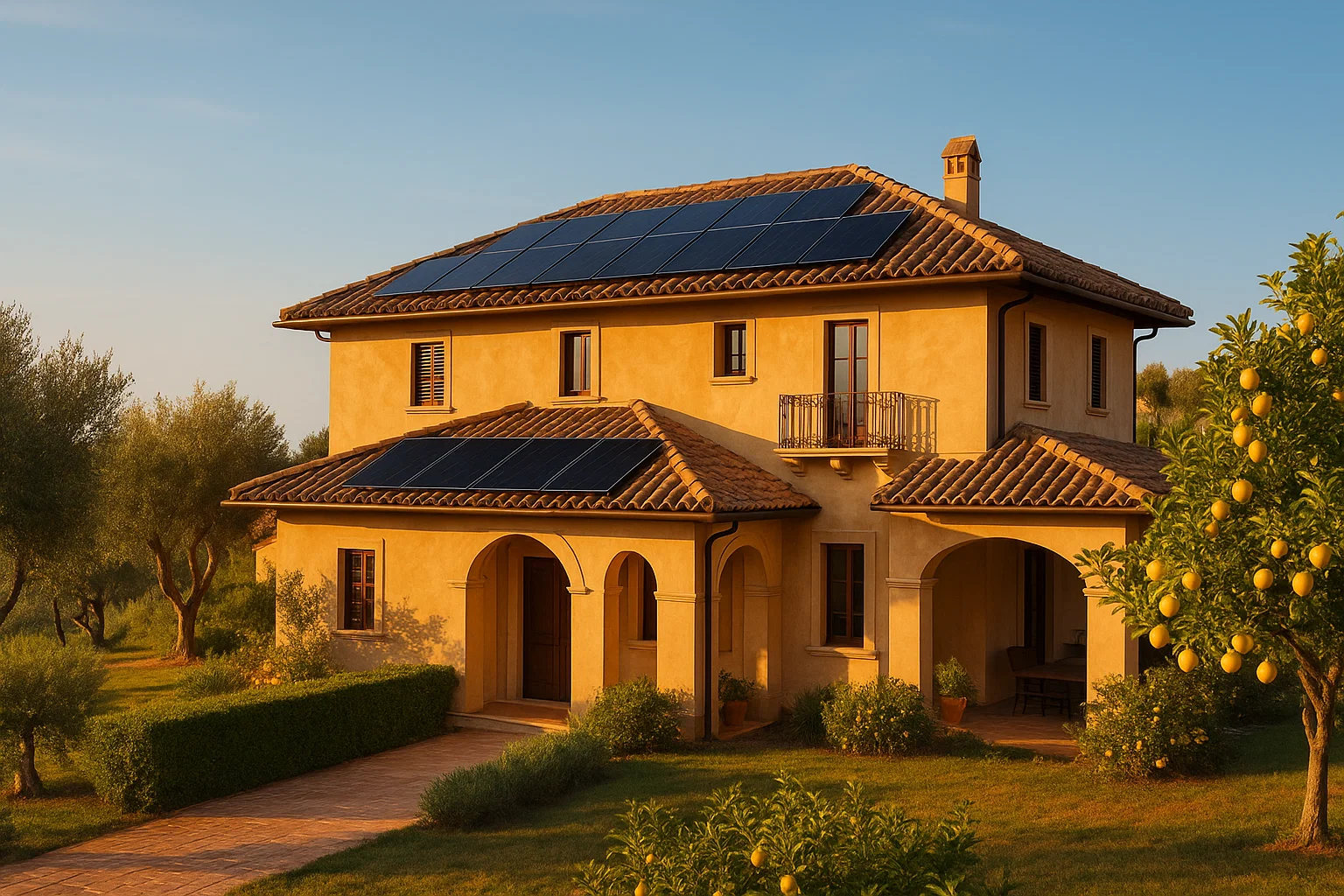 Villa mit Solaranlage in Italien