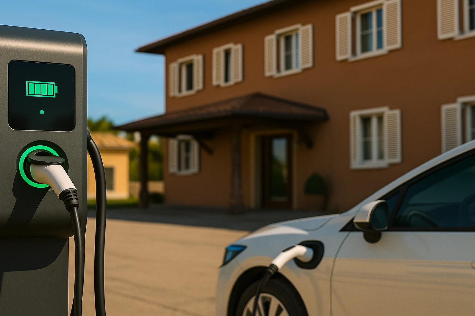 EV charging station installed at a private home in Italy