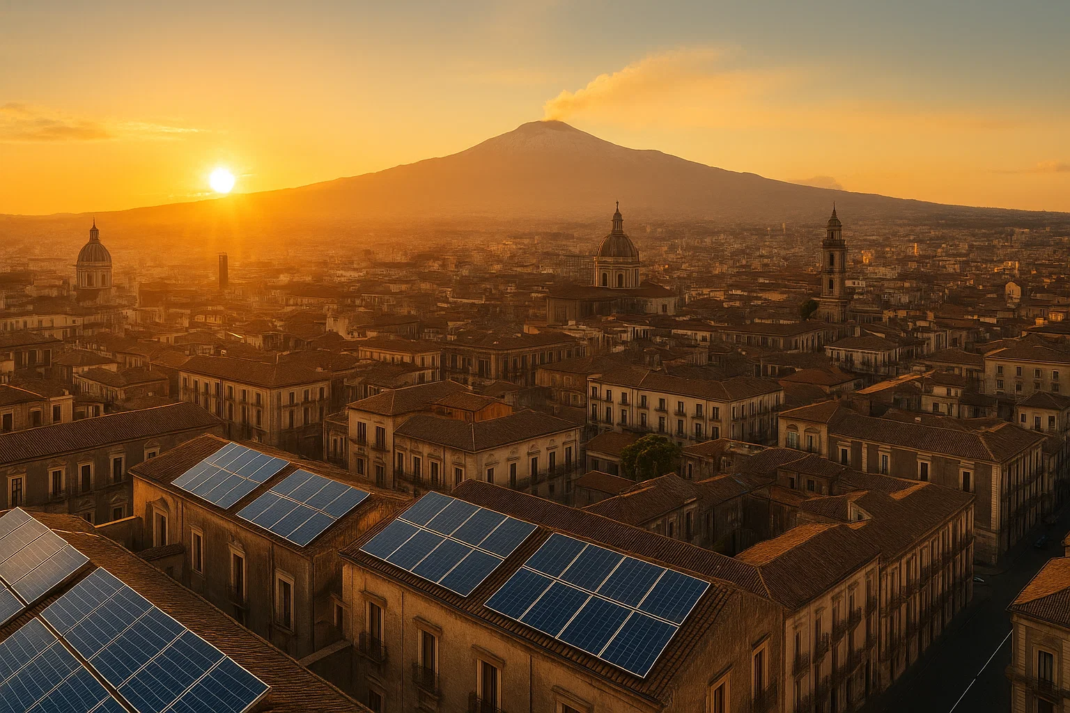 Impianto fotovoltaico a Catania con vista Etna – Green Mood Italia