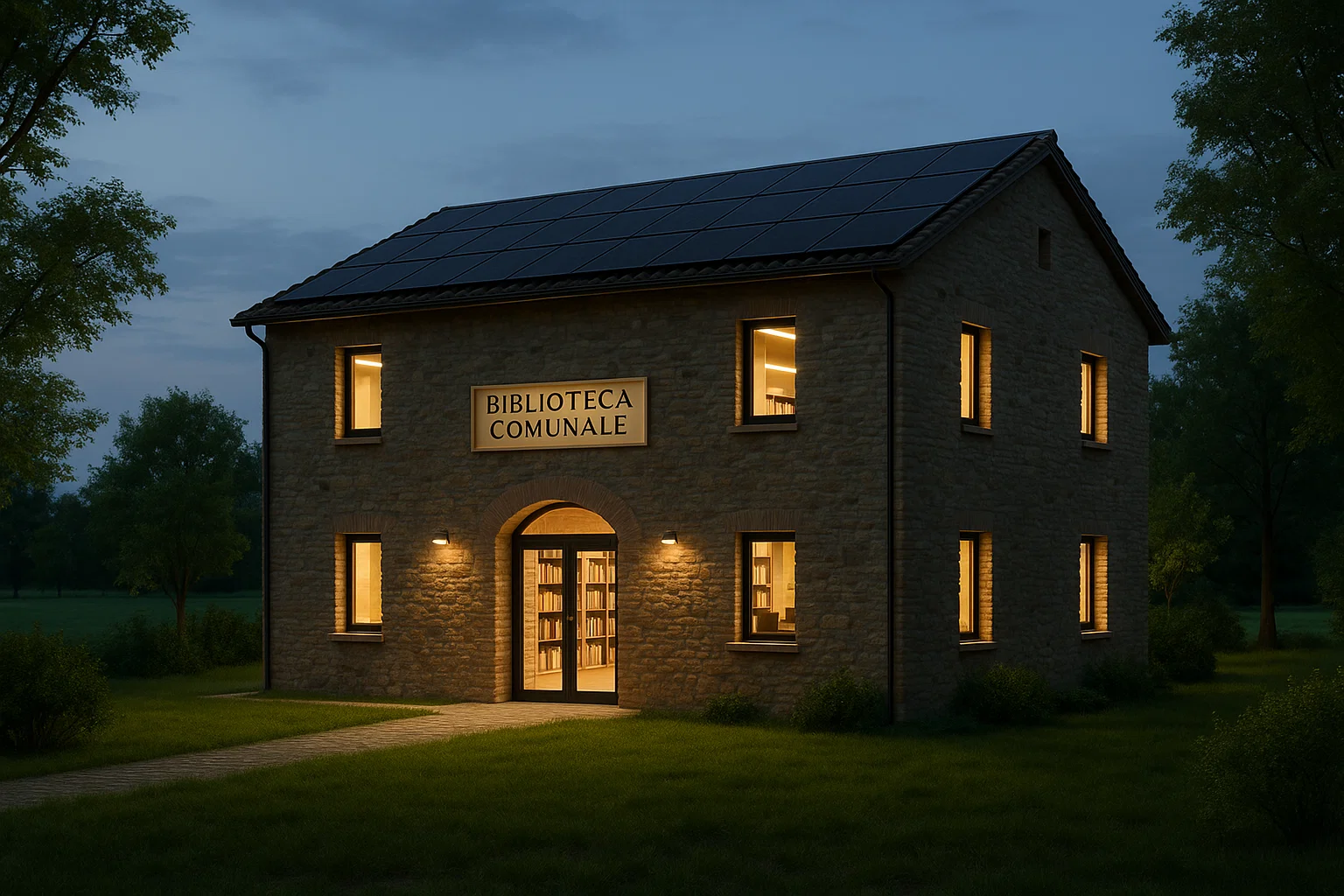 Conto Termico 3.0 Reggio Emilia – vista aerea Comune con fotovoltaico nero