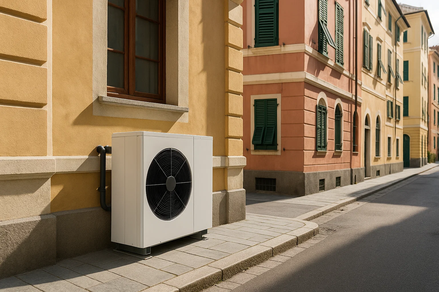 Pompa di calore installata su edificio storico ristrutturato a Genova – efficienza energetica