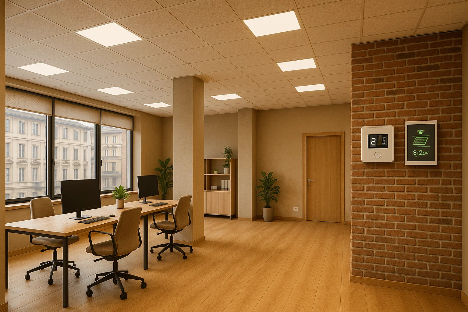 Interno ufficio a Torino riqualificato energeticamente con LED e smart control
