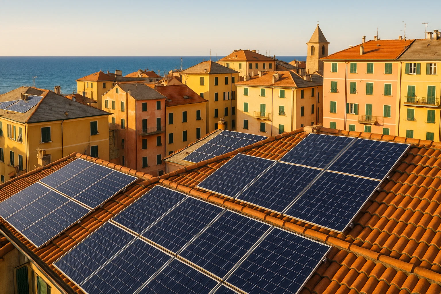 Infografica fotovoltaico, accumulo e isolamento termico