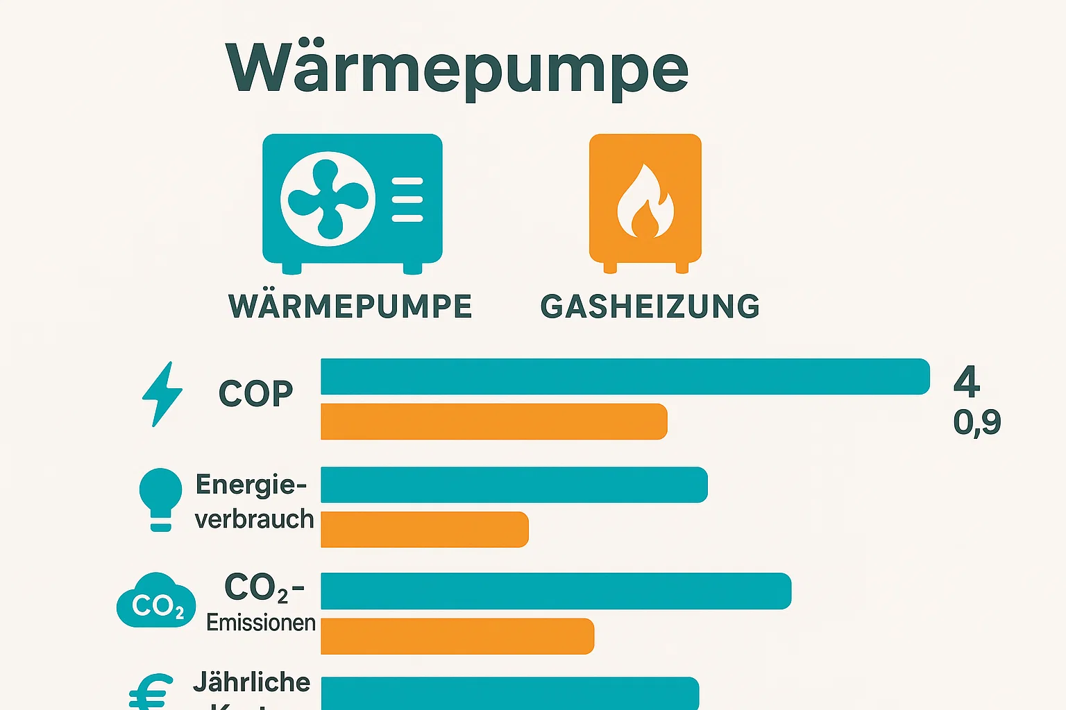 Vergleich zwischen Wärmepumpe und Gasheizung: Emissionen, Kosten und Verbrauch