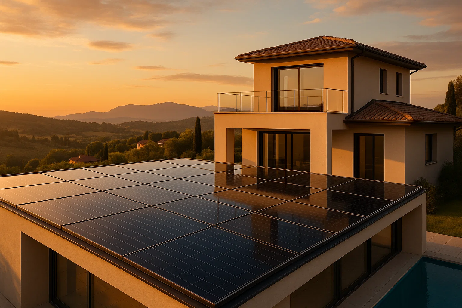 Impianto fotovoltaico moderno installato su villa italiana – Fotovoltaico 2026