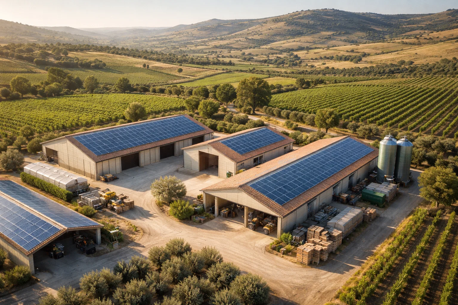 Azienda agricola in Sicilia con impianto fotovoltaico su tetto finanziato dal PNRR Parco Agrisolare