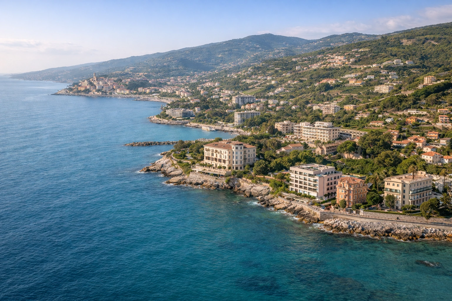 Vista aerea della provincia di Imperia – strutture alberghiere e territorio