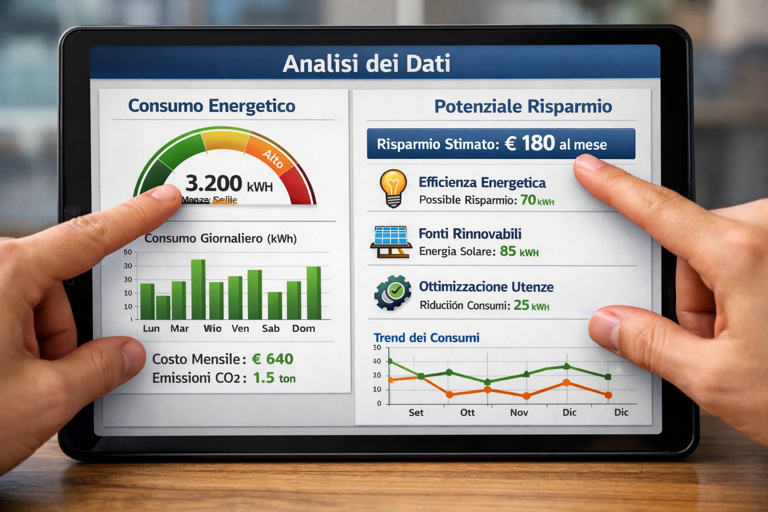 Analisi dei consumi energetici con grafici e dati