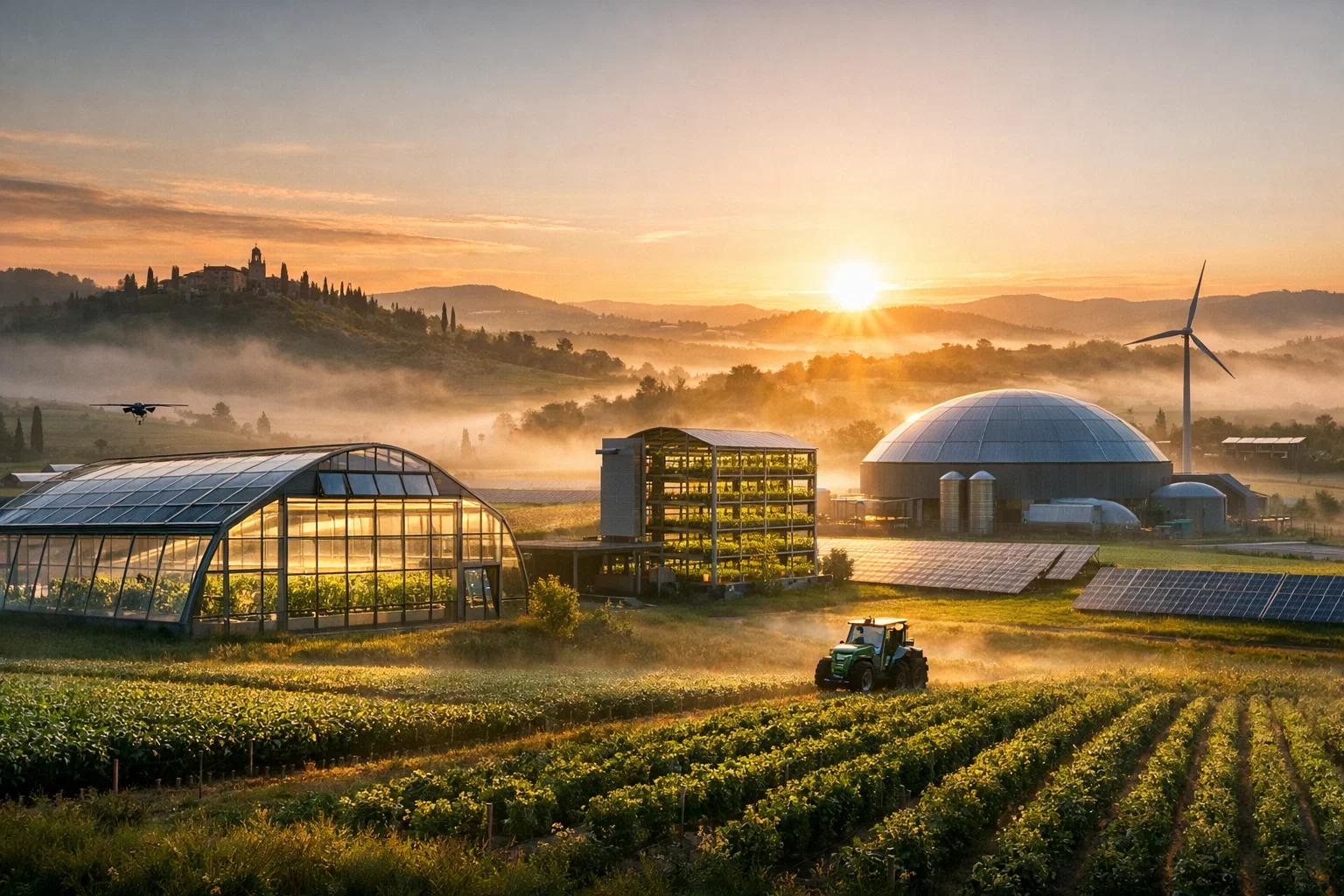 Futuro dell'agricoltura sostenibile con energia rinnovabile e sistemi integrati