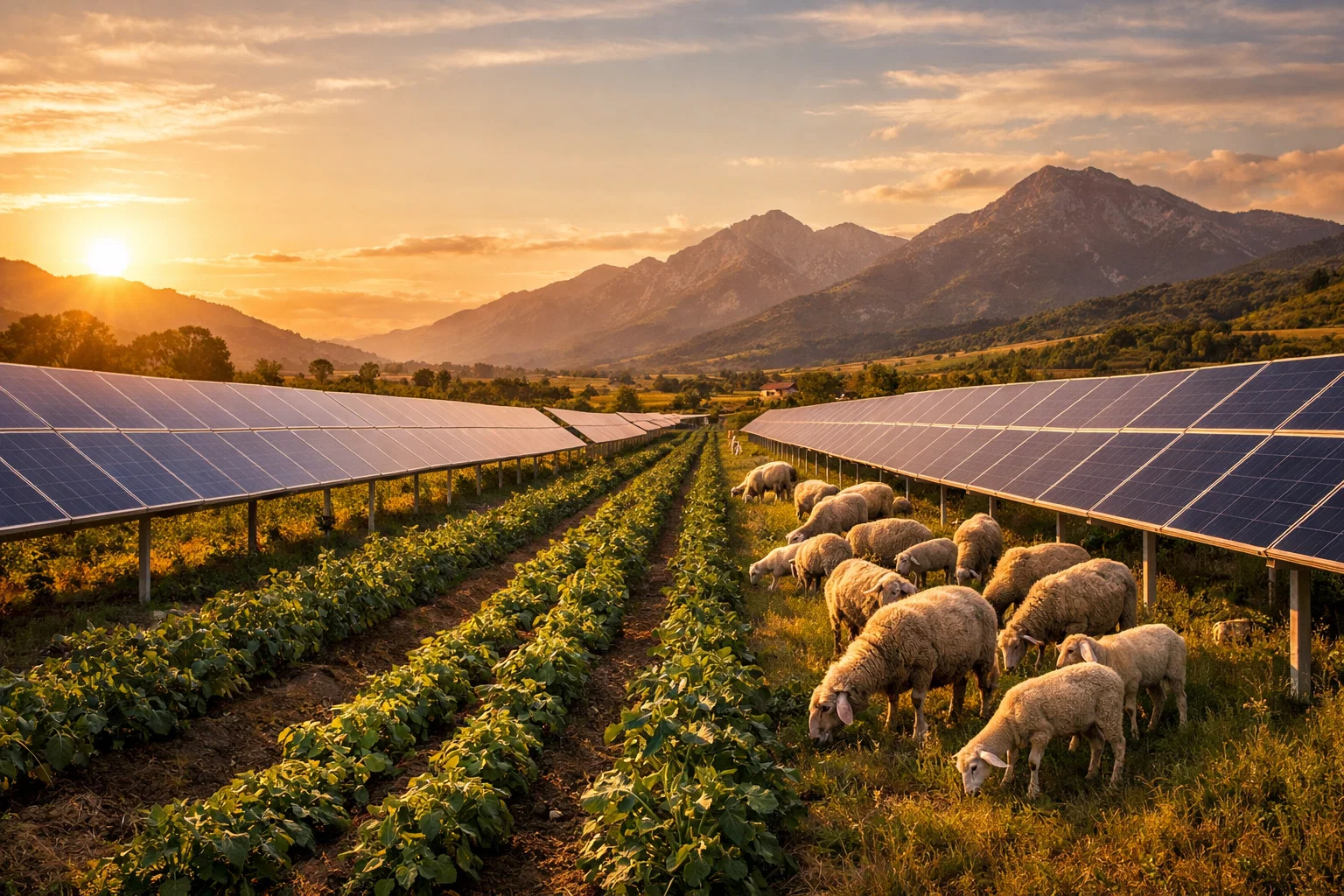 Impianto agrivoltaico integrato in un paesaggio agricolo italiano
