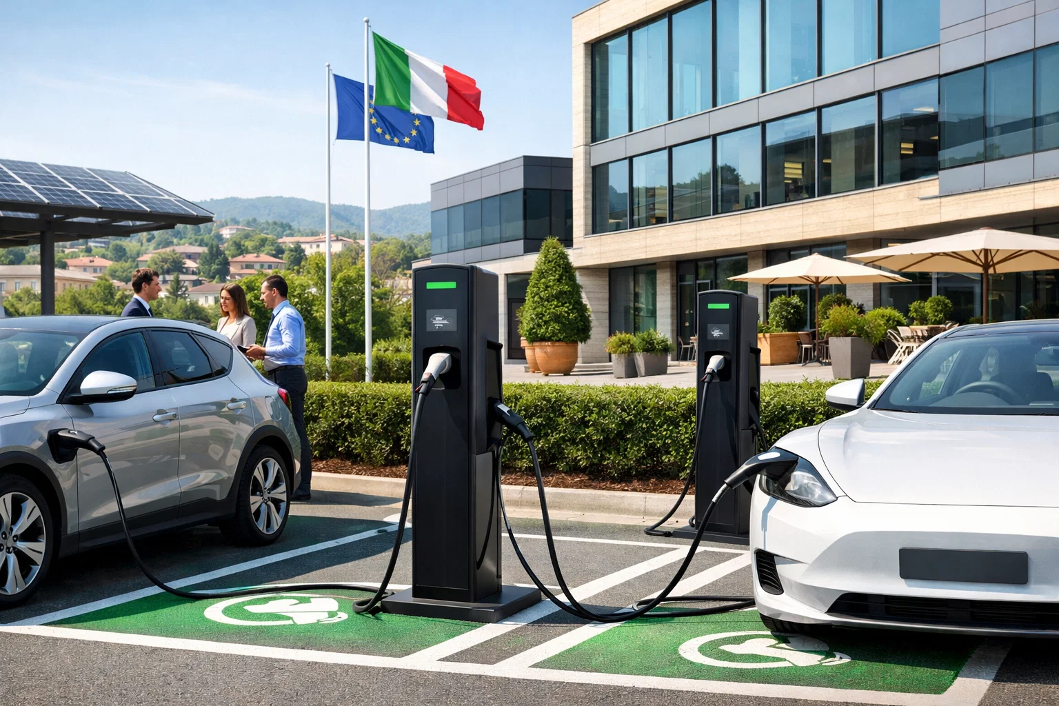 Colonnine di ricarica per auto elettriche installate presso aziende