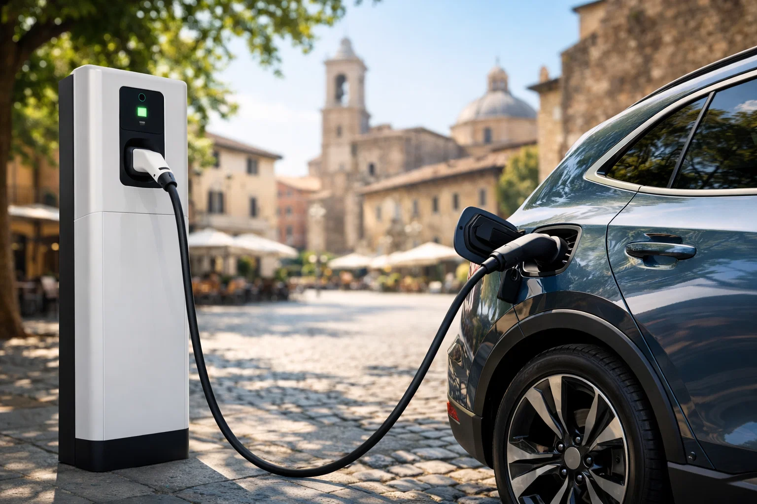 Colonnina in contesto urbano