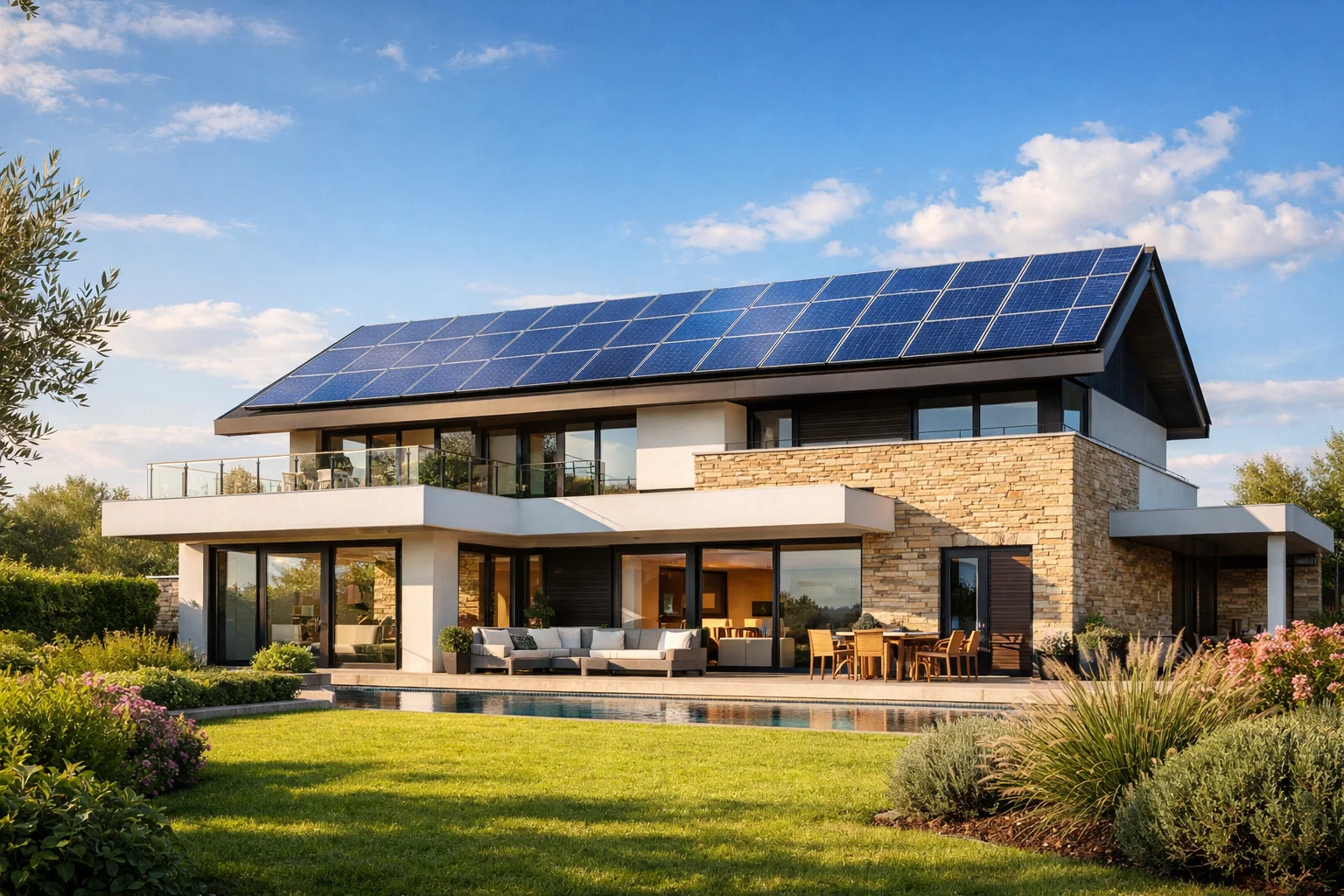 Fotovoltaico su tetto moderno