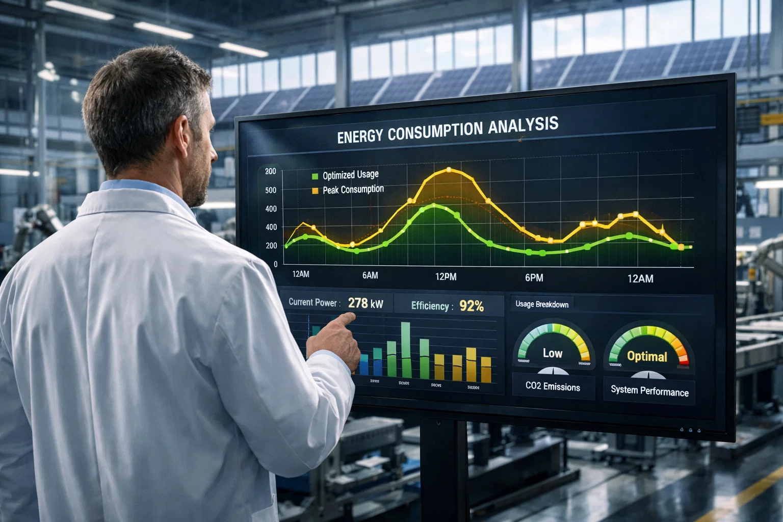 Monitoraggio consumi energetici tramite tablet e dashboard digitale - Green Mood Italia, controllo e ottimizzazione energetica aziendale
