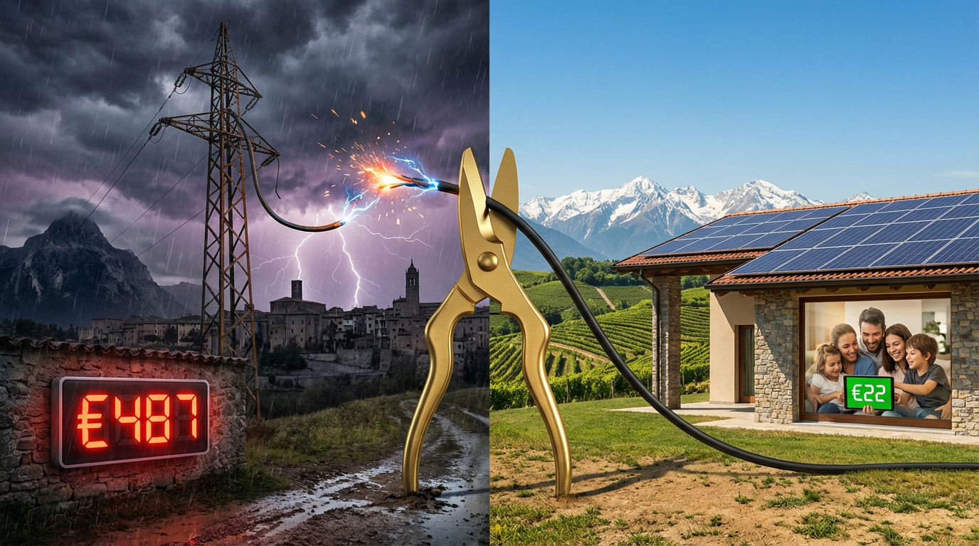 Split screen - prima e dopo il fotovoltaico