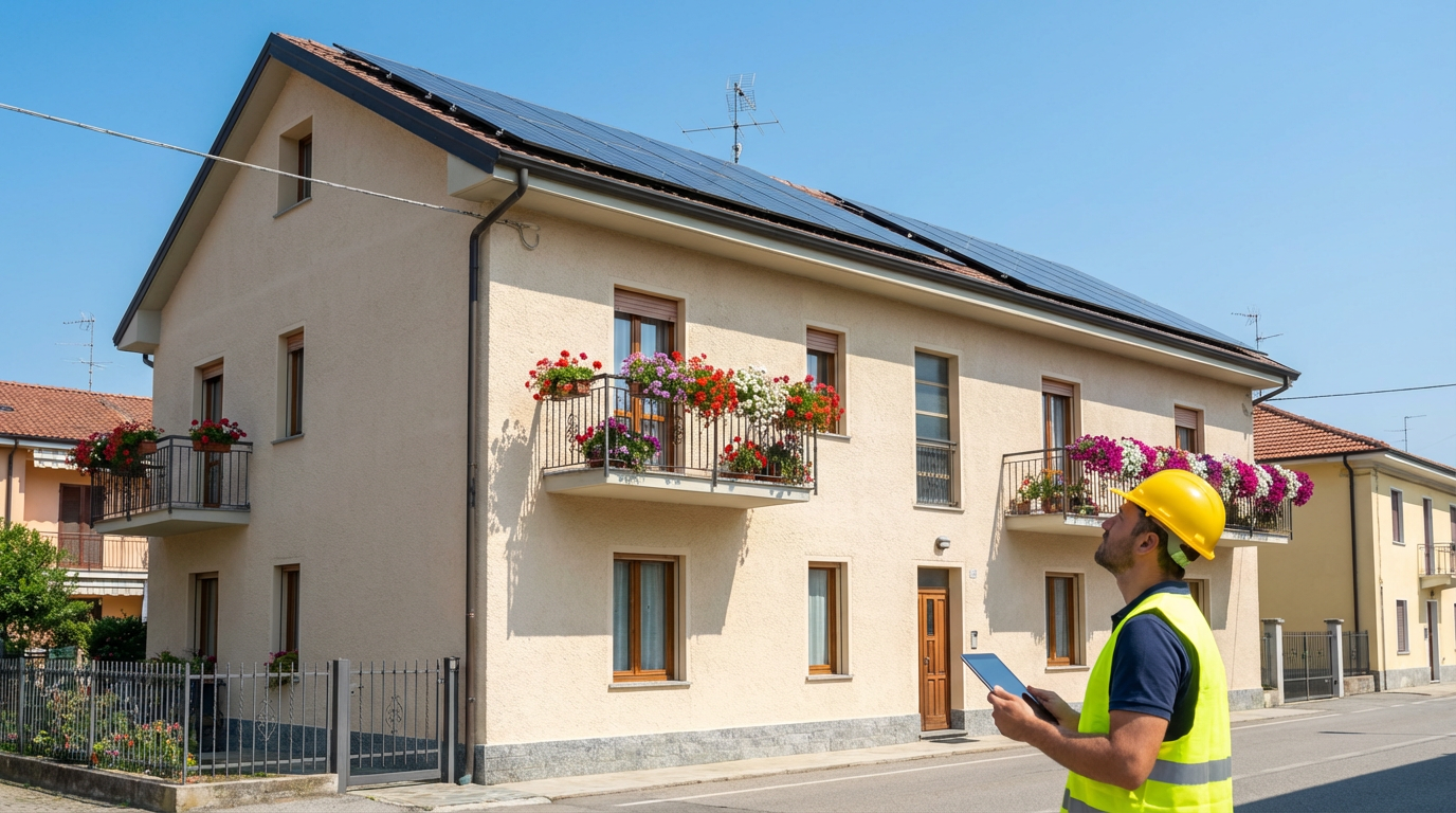 Edificio condominiale ristrutturato con cappotto termico e balconi fioriti a Cuneo – Green Mood Italia, riqualificazione energetica