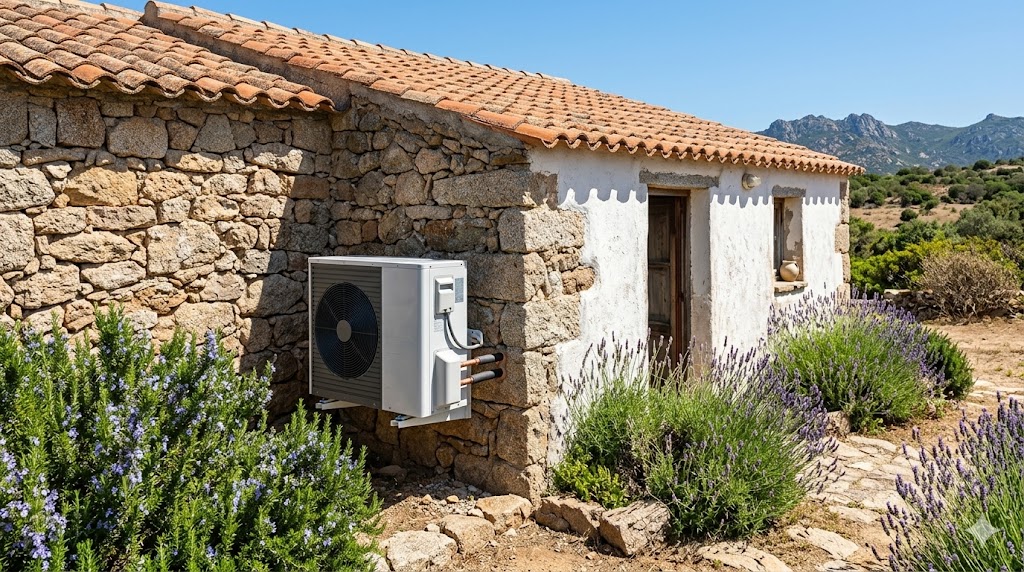 Pompa di calore aria-acqua installata in Sardegna - Green Mood Italia efficienza energetica