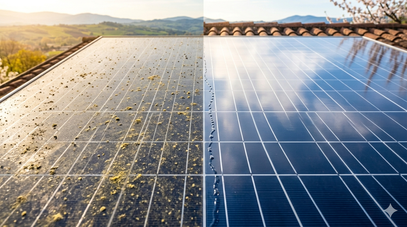 Prima e dopo pulizia pannelli