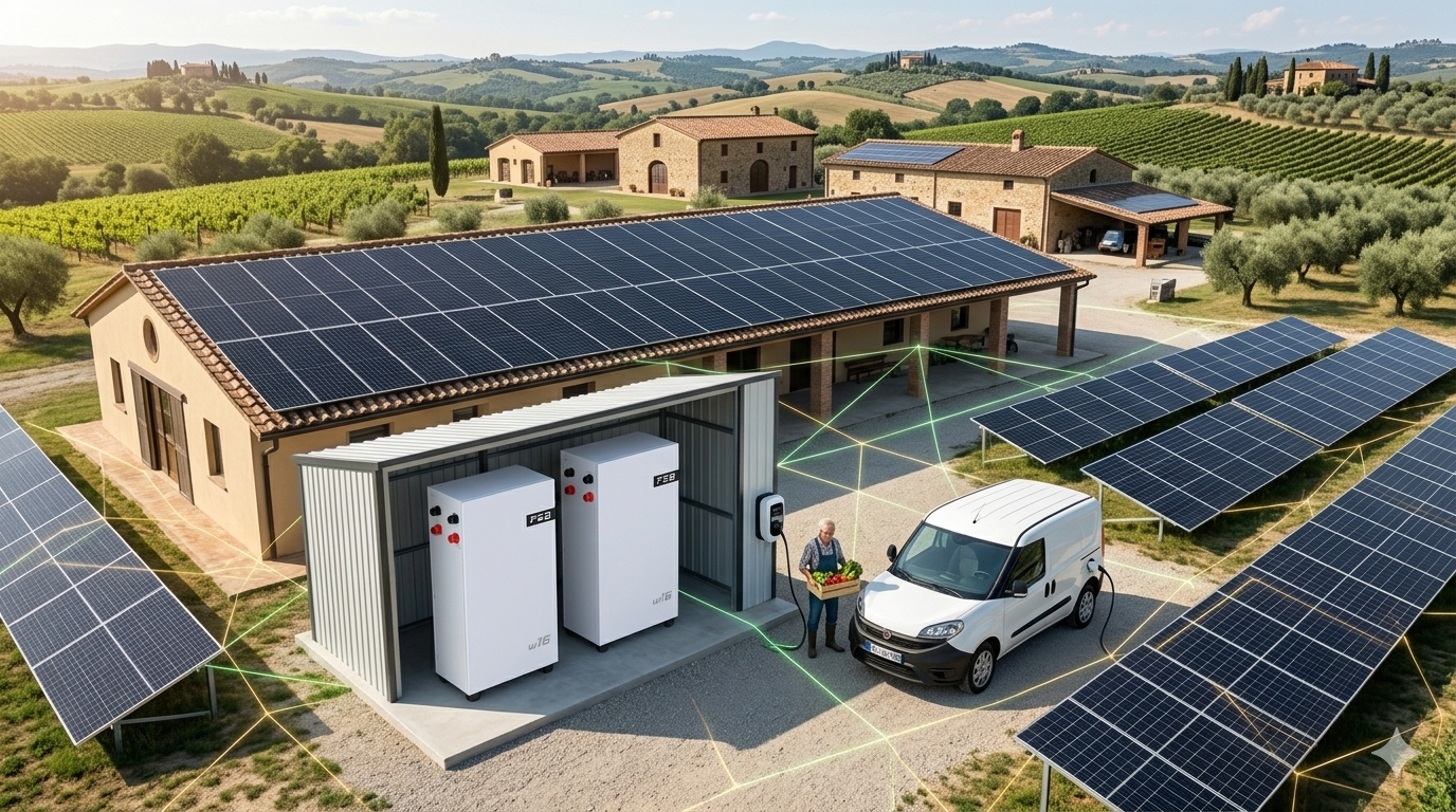 Azienda agricola autonoma con impianto fotovoltaico Agrisolare