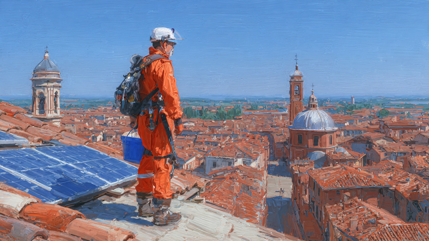 Tecnico Green Mood in azione su impianto fotovoltaico ad Alessandria