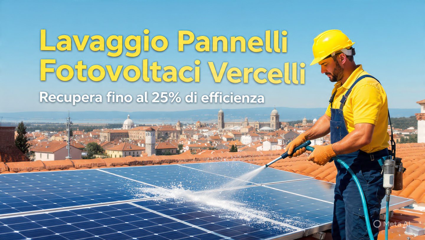 Tecnico Green Mood al lavoro su impianto fotovoltaico a Vercelli – lavaggio pannelli fotovoltaici Vercelli
