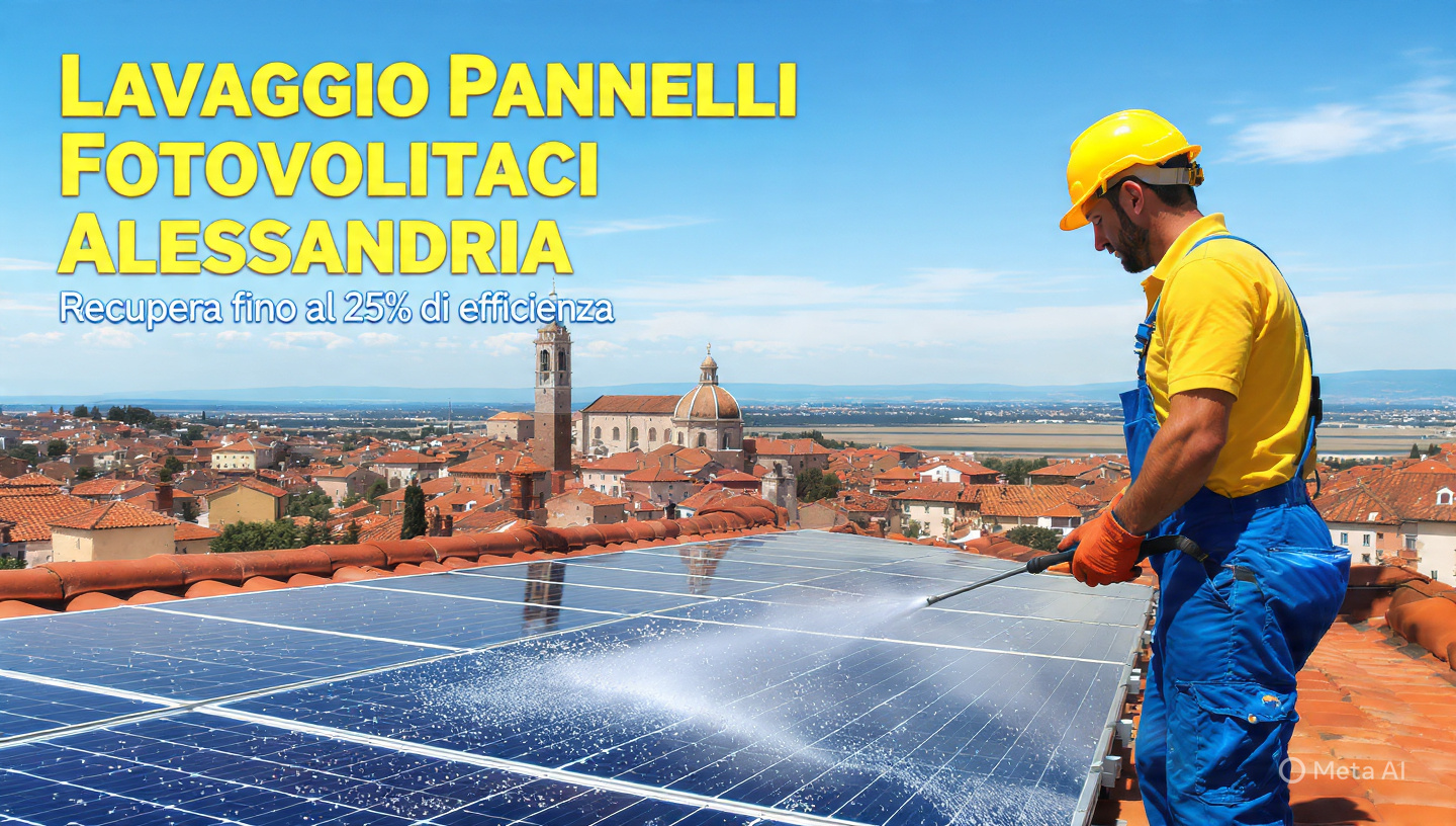 Tecnico Green Mood al lavoro su impianto fotovoltaico ad Alessandria – lavaggio pannelli fotovoltaici Alessandria