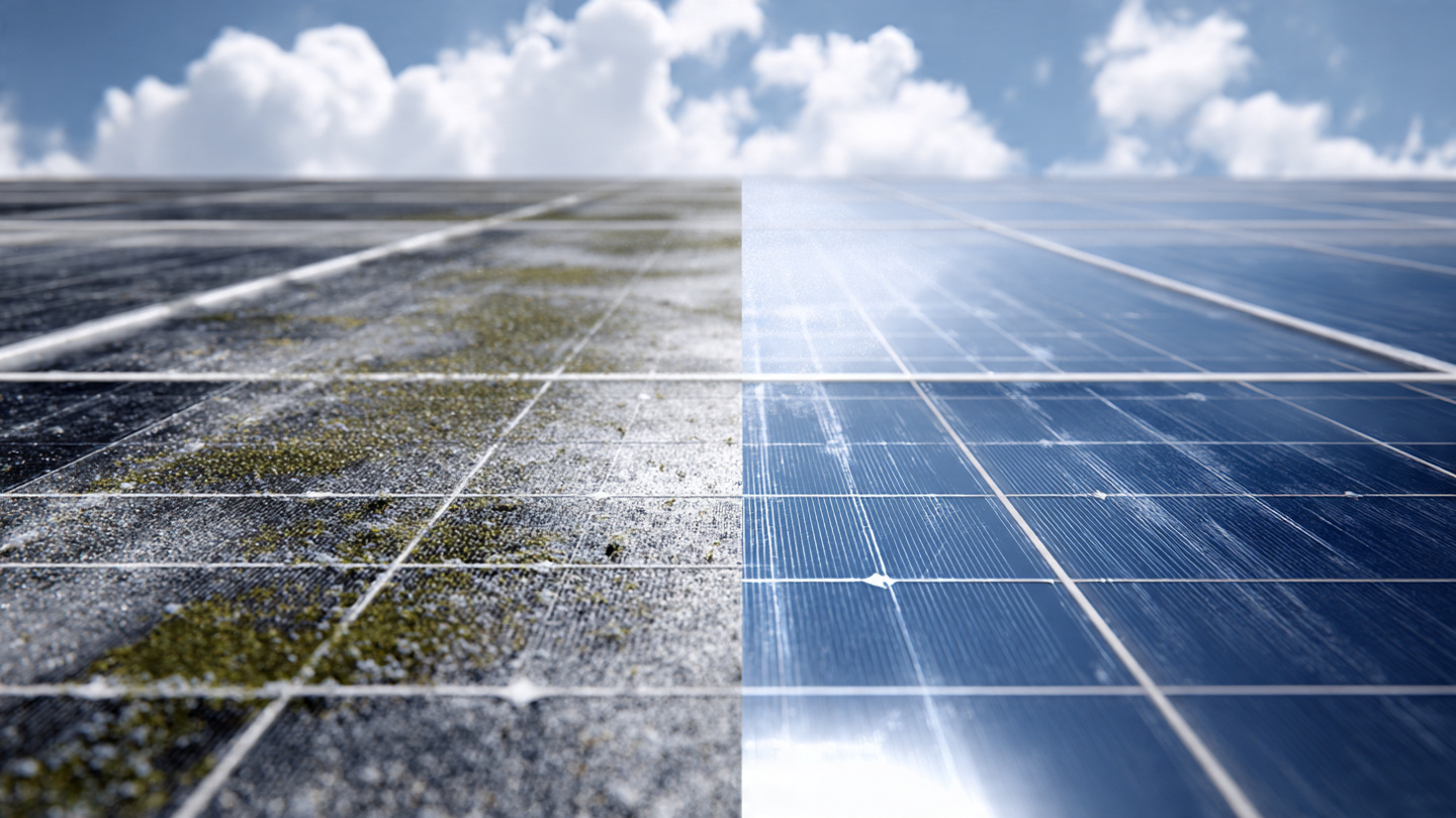 Prima e dopo pulizia pannelli