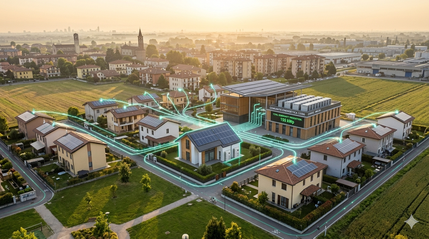 l'impianto fotovoltaico della famiglia contribuisce alla Comunità Energetica