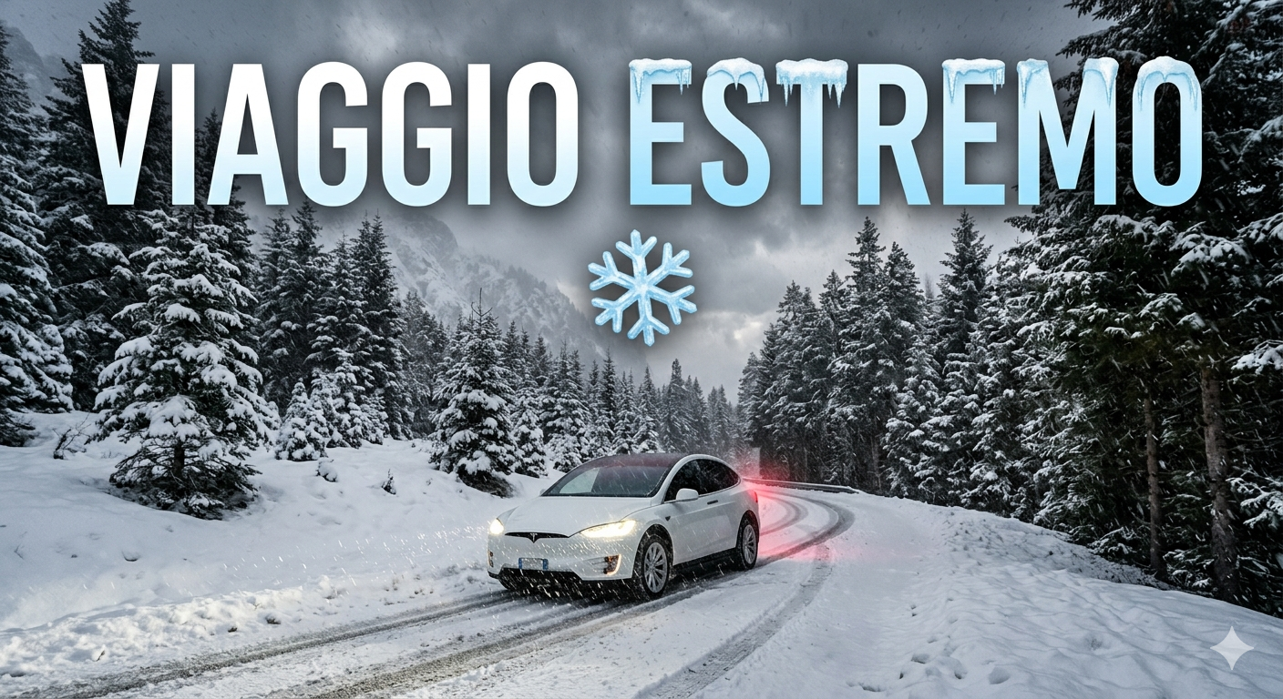 Tesla Model X in paesaggio innevato canadese