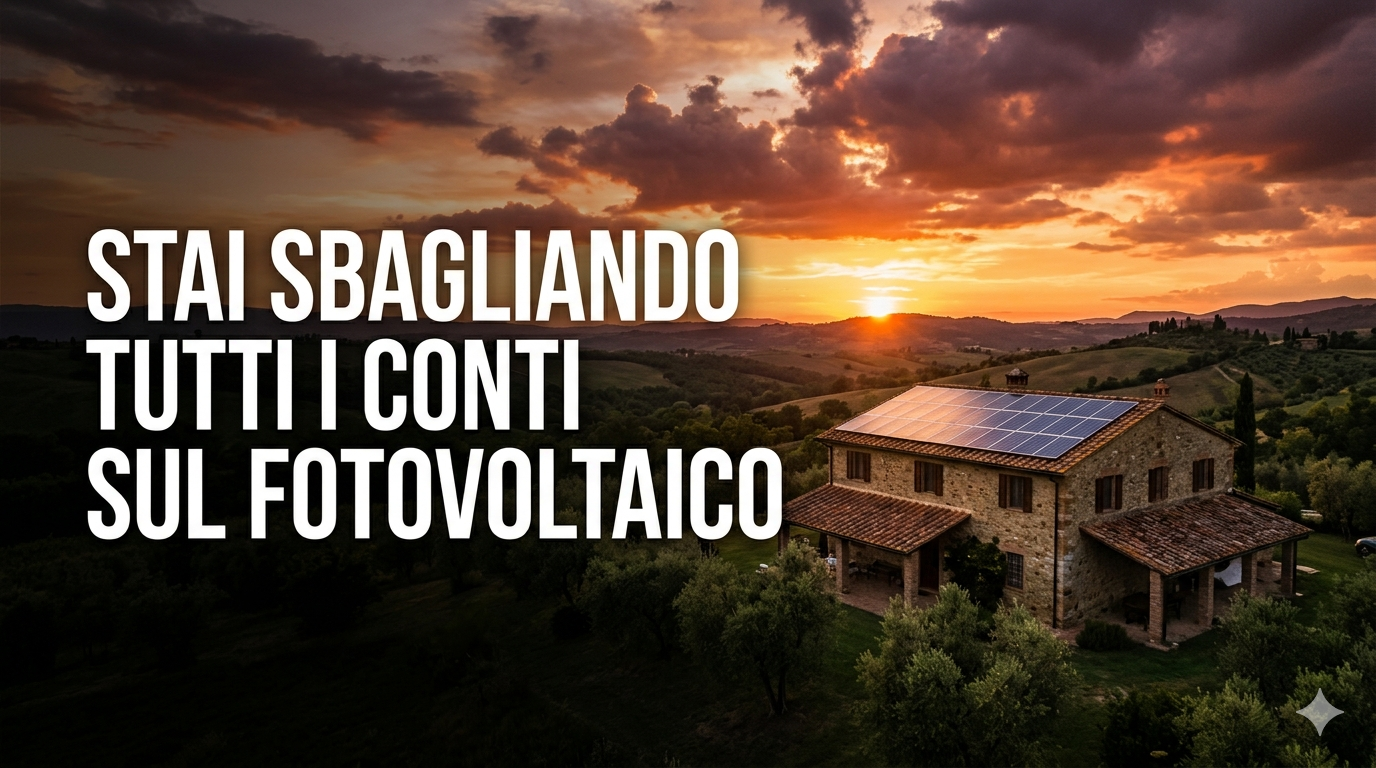 Pannelli fotovoltaici al tramonto