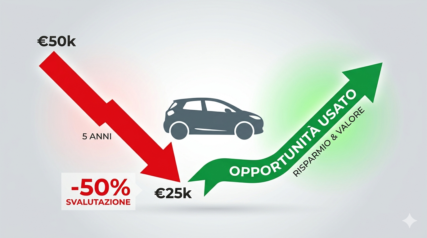 Grafico svalutazione auto elettrica 50% in 5 anni opportunità usato