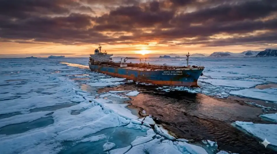 Sversamento petrolio mare nell'Artico - petroliera tra i ghiacci