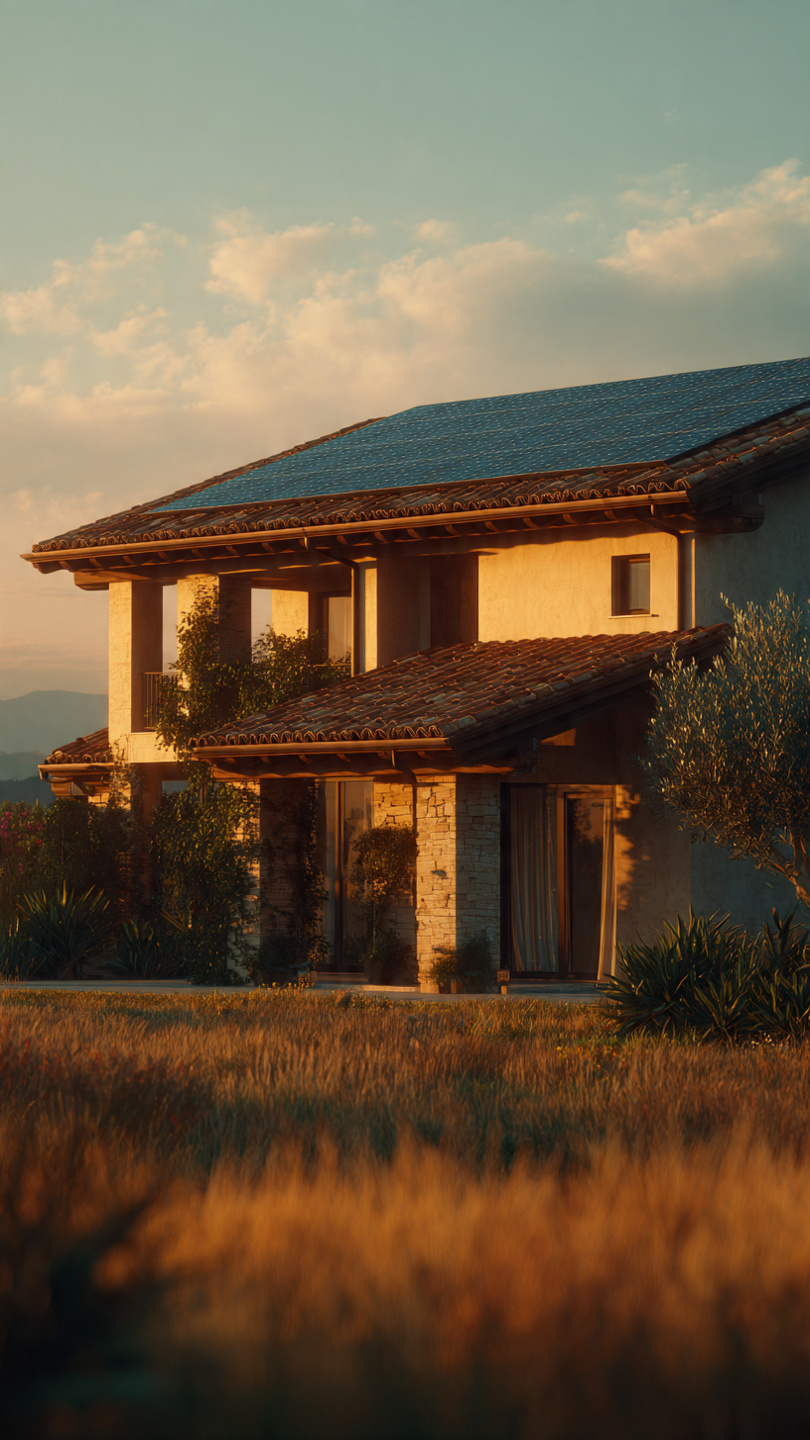 Casa italiana moderna con pannelli solari