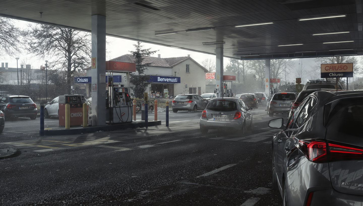 Distributore di benzina chiuso durante la crisi energetica - pompe senza carburante