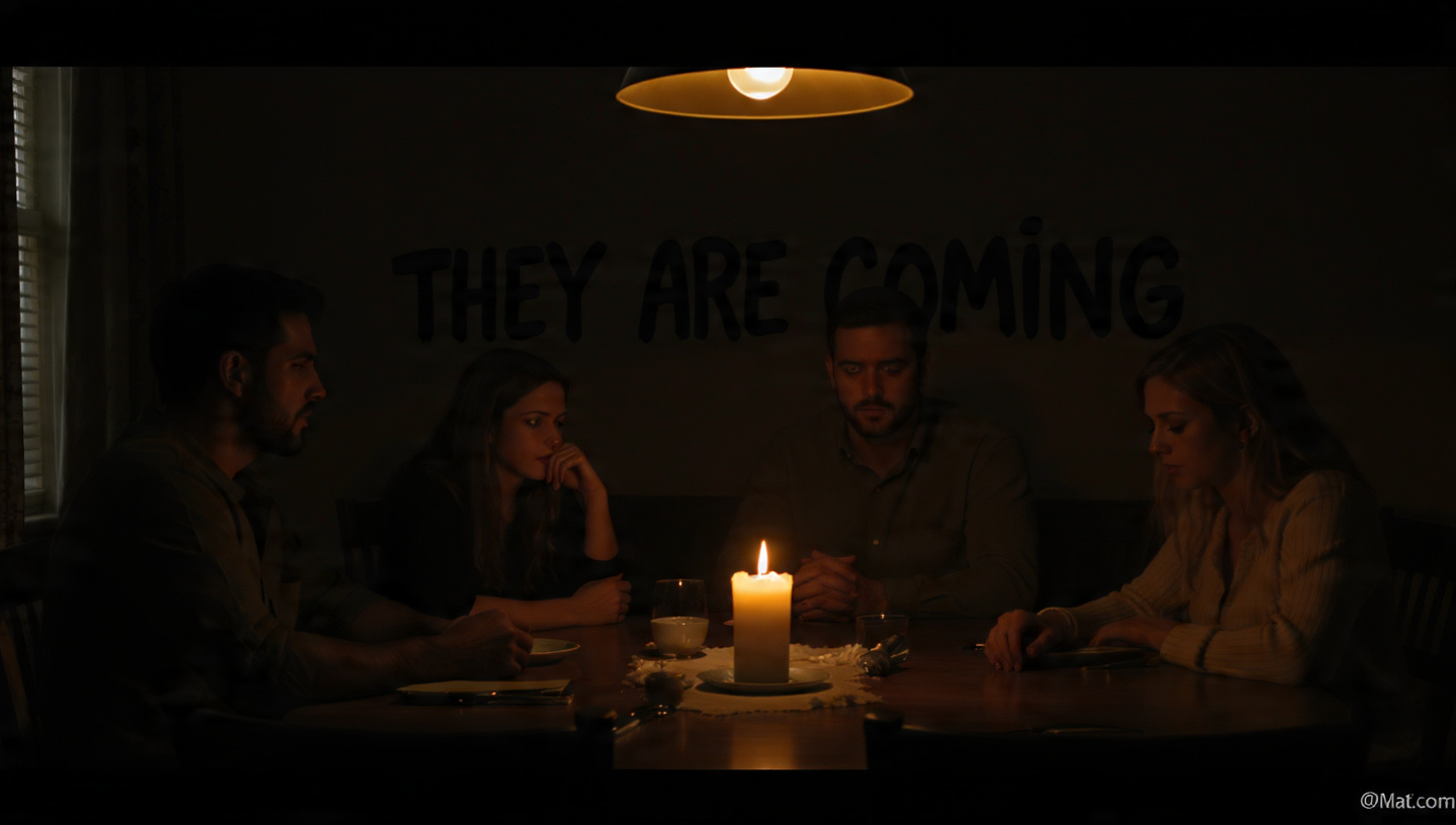 Famiglia al buio durante la crisi energetica - casa senza elettricità né riscaldamento