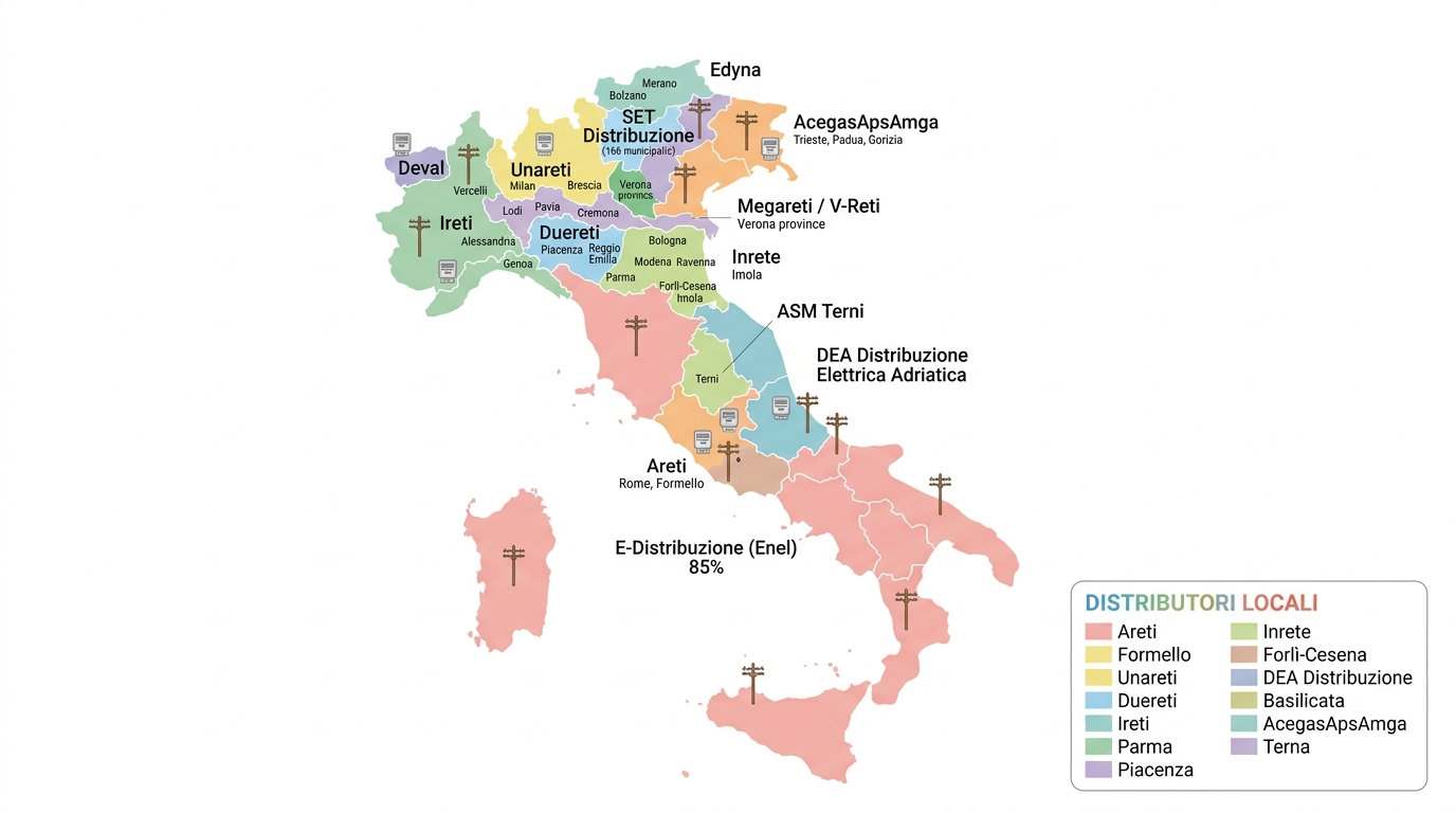 Mappa distributori rete elettrica Italia