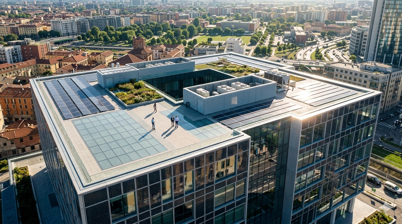 Pavimento fotovoltaico calpestabile installato su terrazza