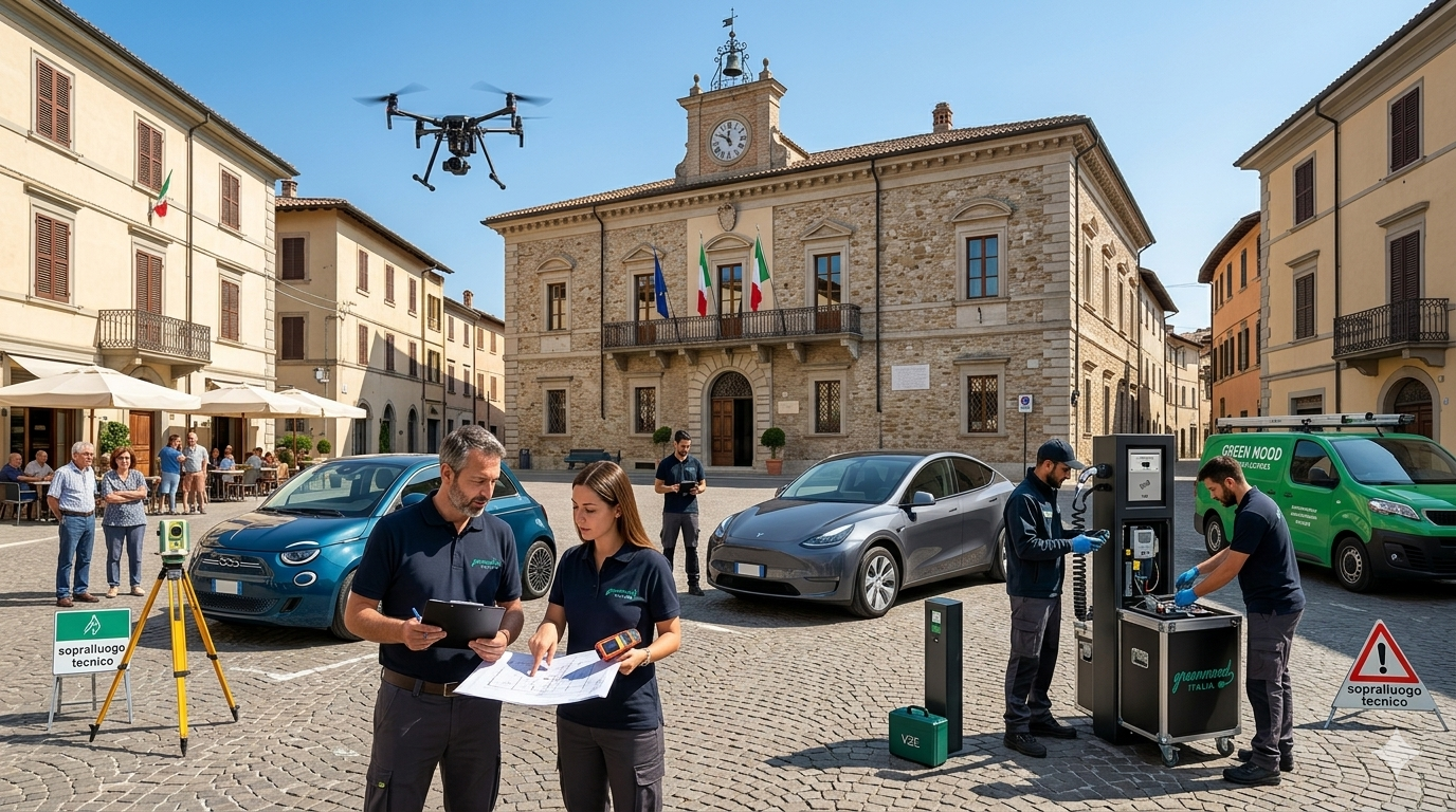 Sopralluogo tecnico Green Mood con drone e colonnine