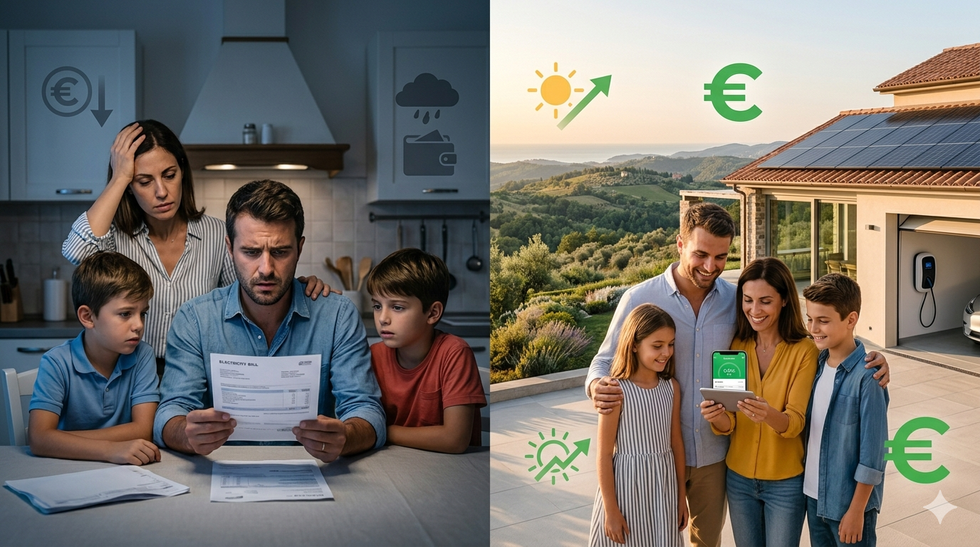 Confronto bolletta prima e dopo fotovoltaico Green Mood