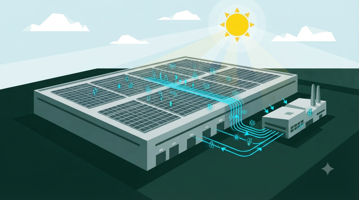 Impianto fotovoltaico su tetto industriale per autoconsumo aziendale in Lombardia