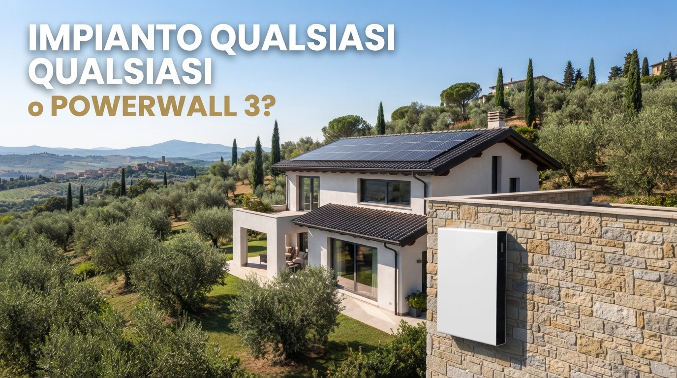 Impianto fotovoltaico con Tesla Powerwall 3 installato su tetto da Green Mood Italia